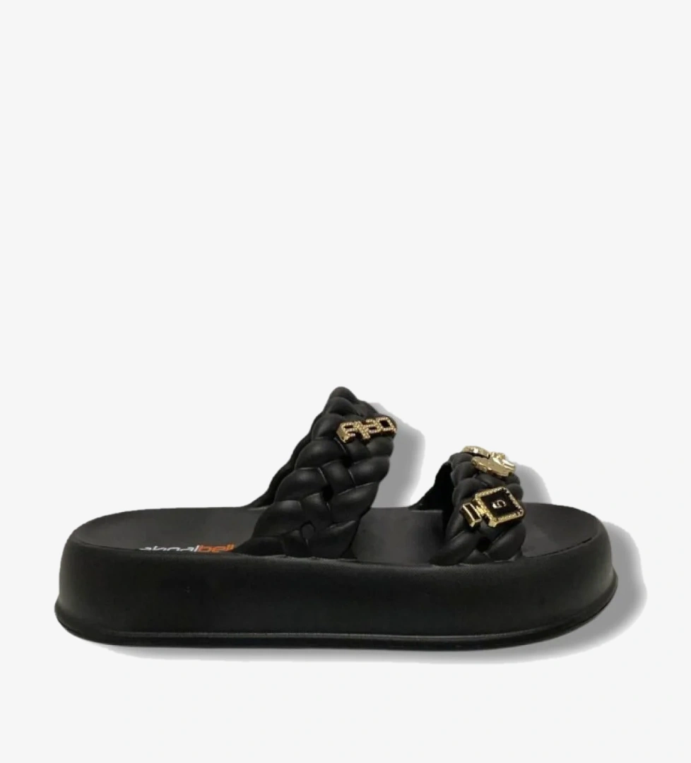 Akinalbella Akinalbella Siyah Akınal E423.Z.0001 Eva Anatomik Çift Bant Tokalı Kadın Terlik Flo'da! Siyah - 1. görsel