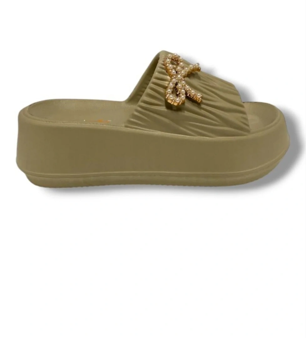 Akınal E462.Z.0001 Eva Anatomik İnci Taşlı Kurdele Kadın terlik