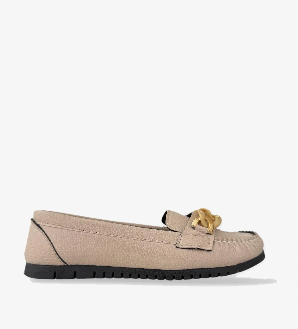 Kadın Tokalı Yumuşak Babet Ayakkabı VİZON - Görsel 1