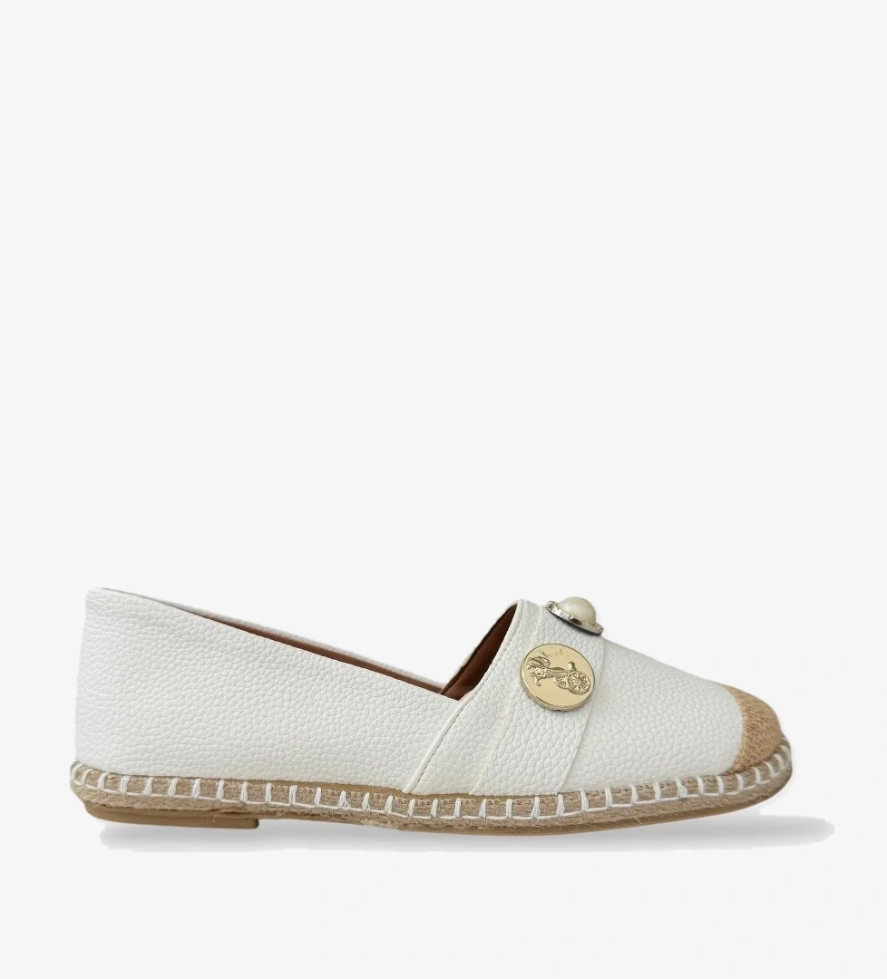 Kadın Espadril Tokalı Babet Ayakkabı BEYAZ
