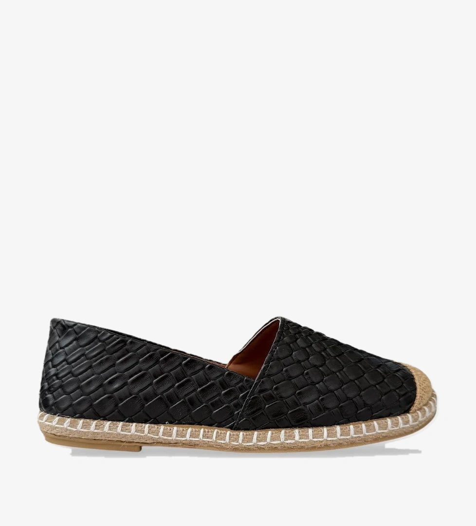 Kadın Espadril Desenli Babet Ayakkabı SİYAH