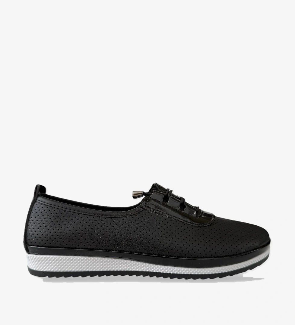 Ortopedik Hava Alan Yumuşak Tabanlı Günlük Anne Babet SİYAH - BEYAZ - Görsel 1