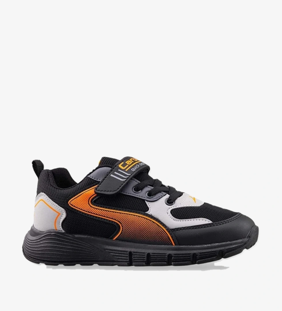 Çocuk Cırtlı Akıllı Bağcık Spor Ayakkabı SİYAH - TURUNCU - Görsel 1