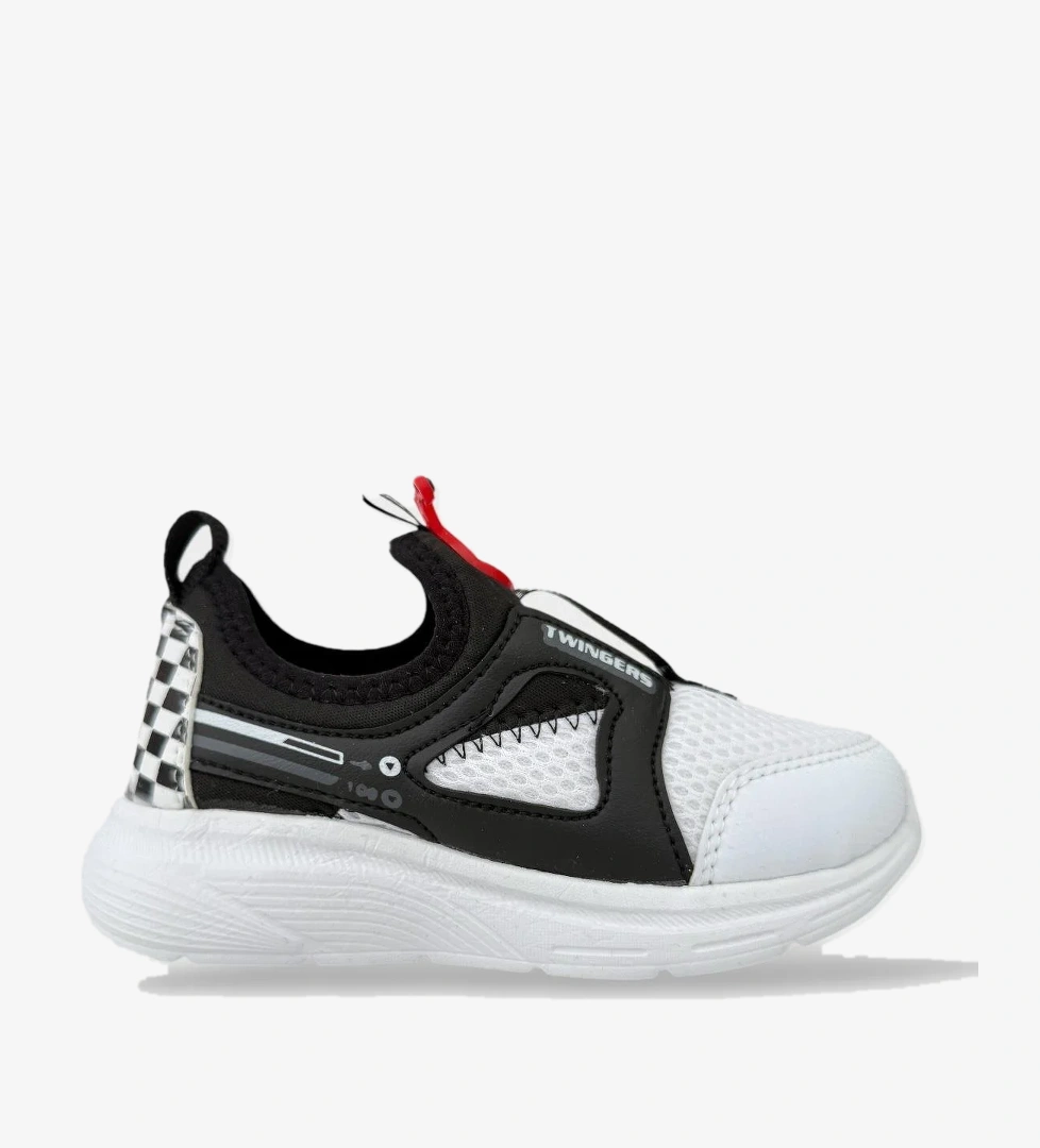 Çocuk Airfile Hafif Taban Kreş Ev Okul Spor Ayakkabı BEYAZ - SİYAH