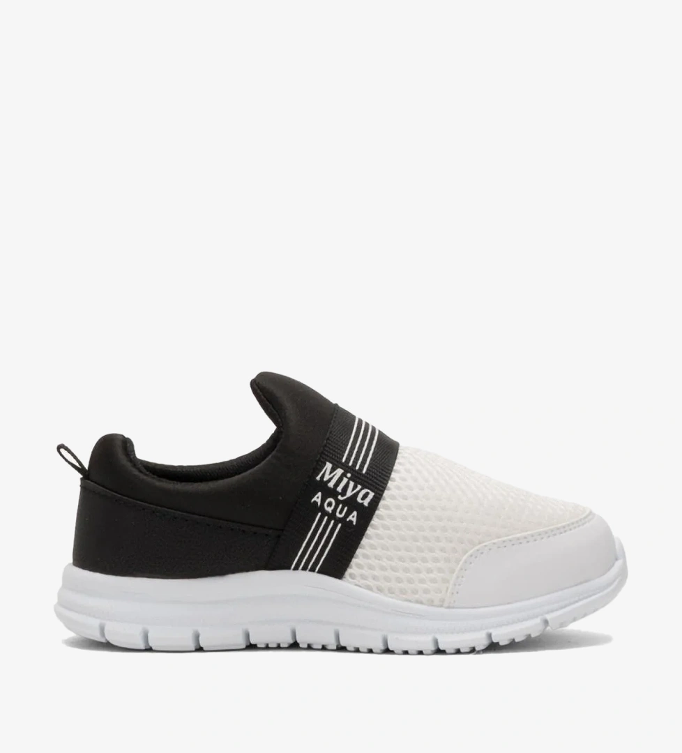 Unisex Lastilkli Hafif Airfle Çocuk Spor Ayakkabı SİYAH - BEYAZ - Görsel 1