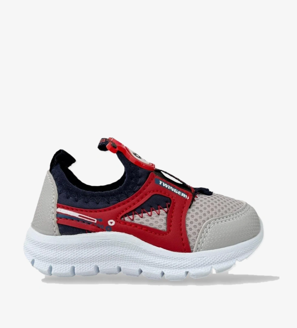 Çocuk Airfile Hafif Taban Kreş Ev Okul Bebe Spor Ayakkabısı GRİ - KIRMIZI