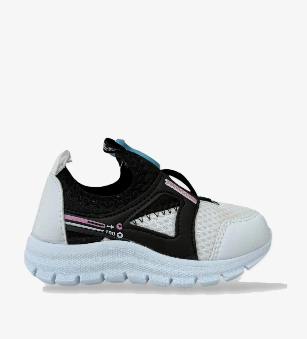 Çocuk Airfile Hafif Taban Kreş Ev Okul Bebe Spor Ayakkabısı BEYAZ - SİYAH