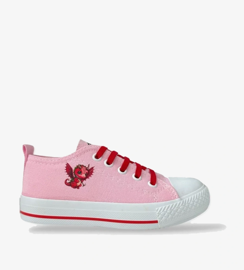 Akıllı Bağcık Günlük Keten Çocuk Spor Ayakkabı PEMBE