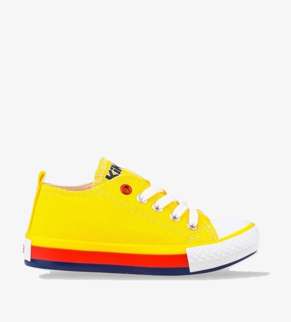 Unisex Çocuk Keten Kısa Convers Modeli Cırtlı Sneaker Spor Ayakkabı (26-30) SARI - Görsel 1