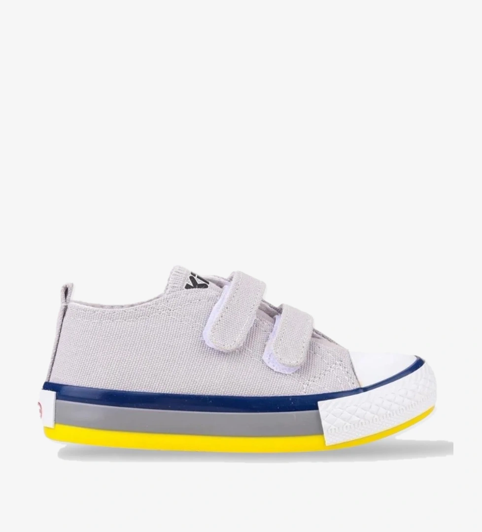 Unisex Çocuk Keten Kısa Convers Modeli Cırtlı Sneaker Spor Ayakkabı (26-30) GRİ