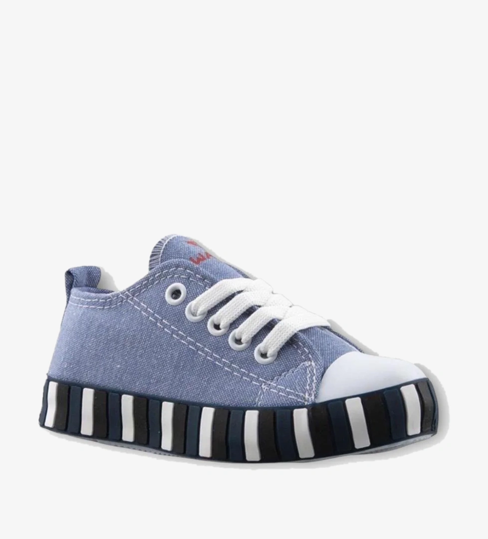 Unisex Çocuk Keten Kısa Convers Modeli Bağcıklı Spor Ayakkabı MAVİ