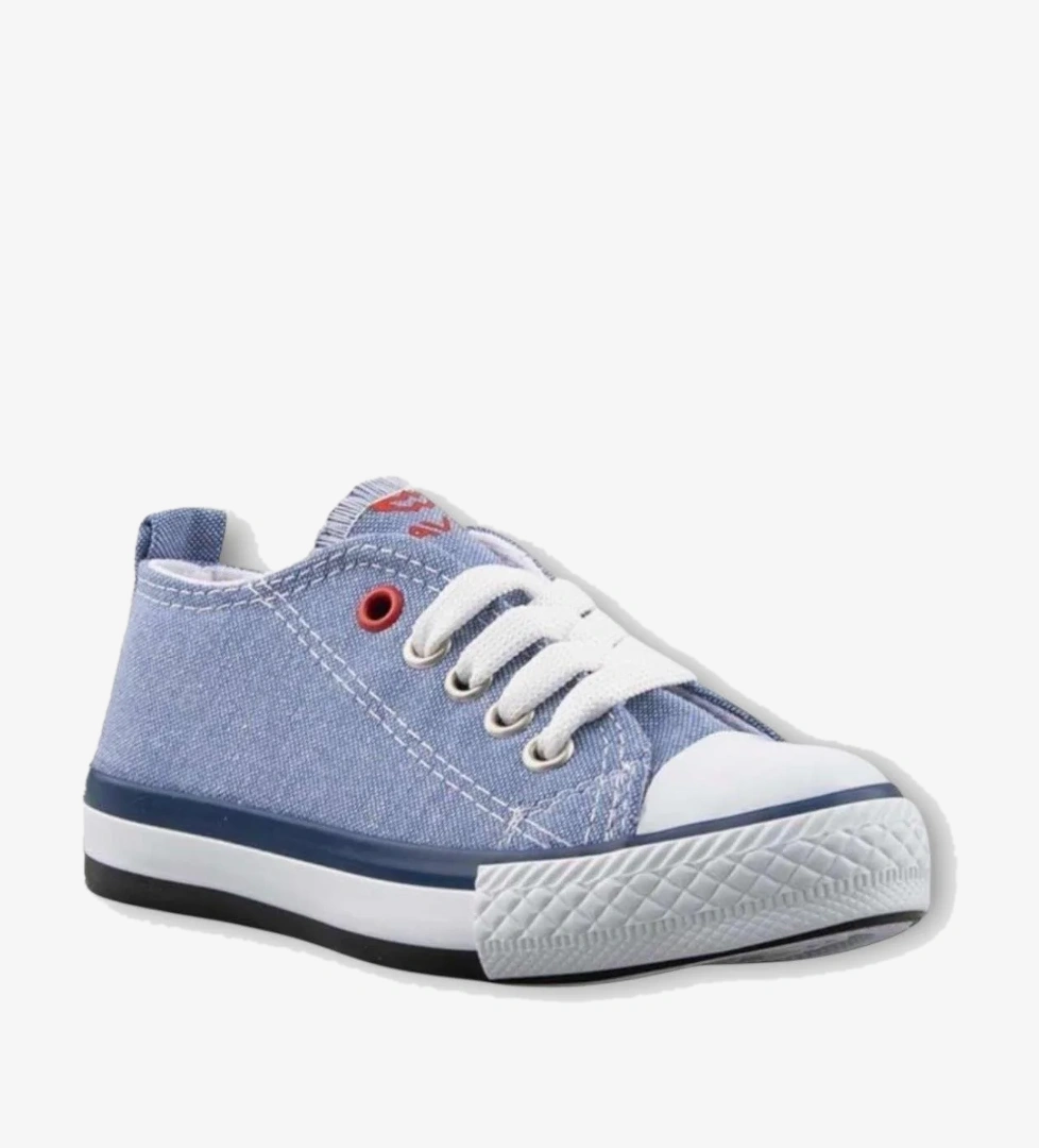 Unisex Erkek Kız Çocuk Keten Kısa Convers Modeli Bağcıklı Spor Ayakkabı MAVİ