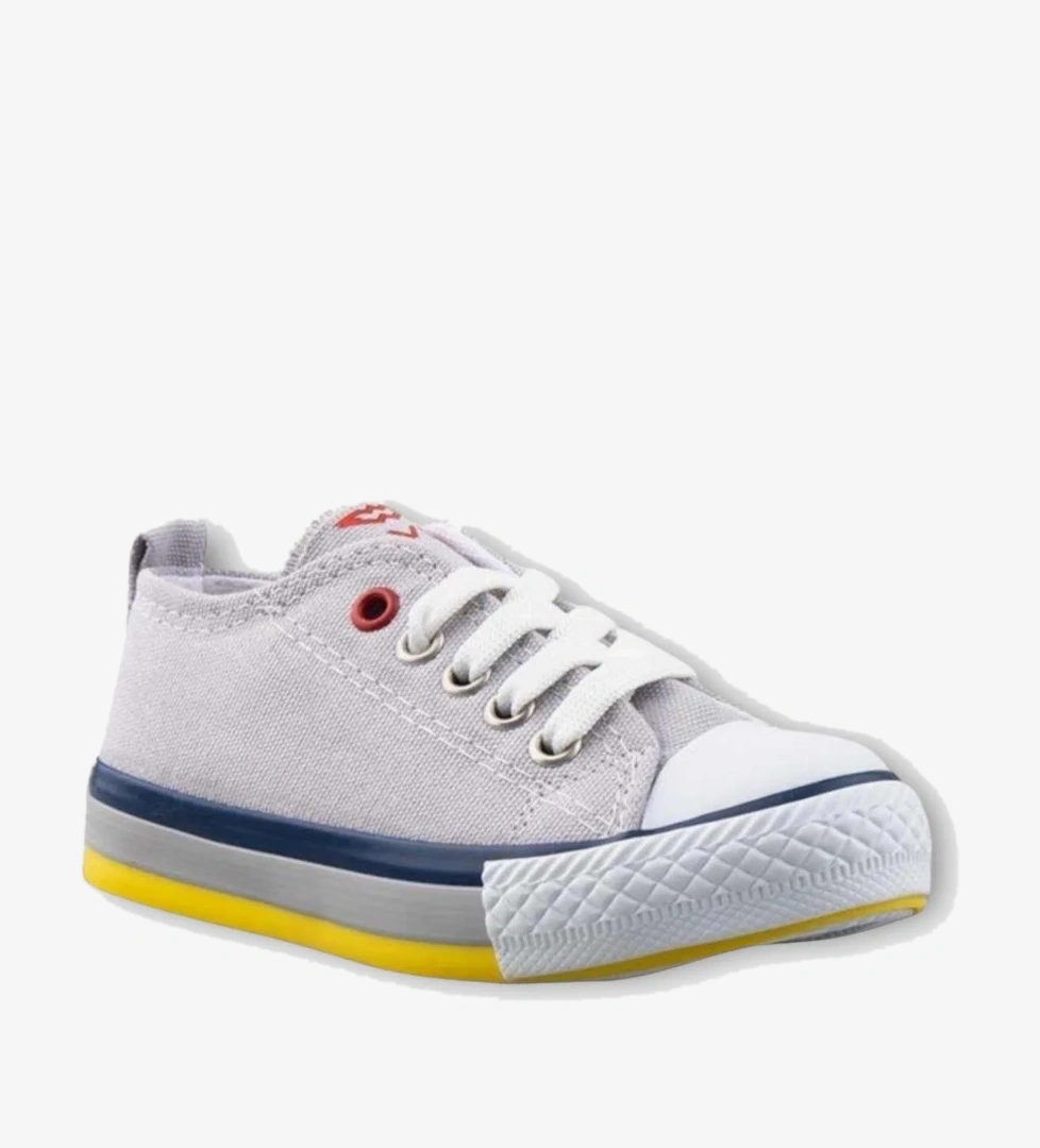 Unisex Erkek Kız Çocuk Keten Kısa Convers Modeli Bağcıklı Spor Ayakkabı GRİ