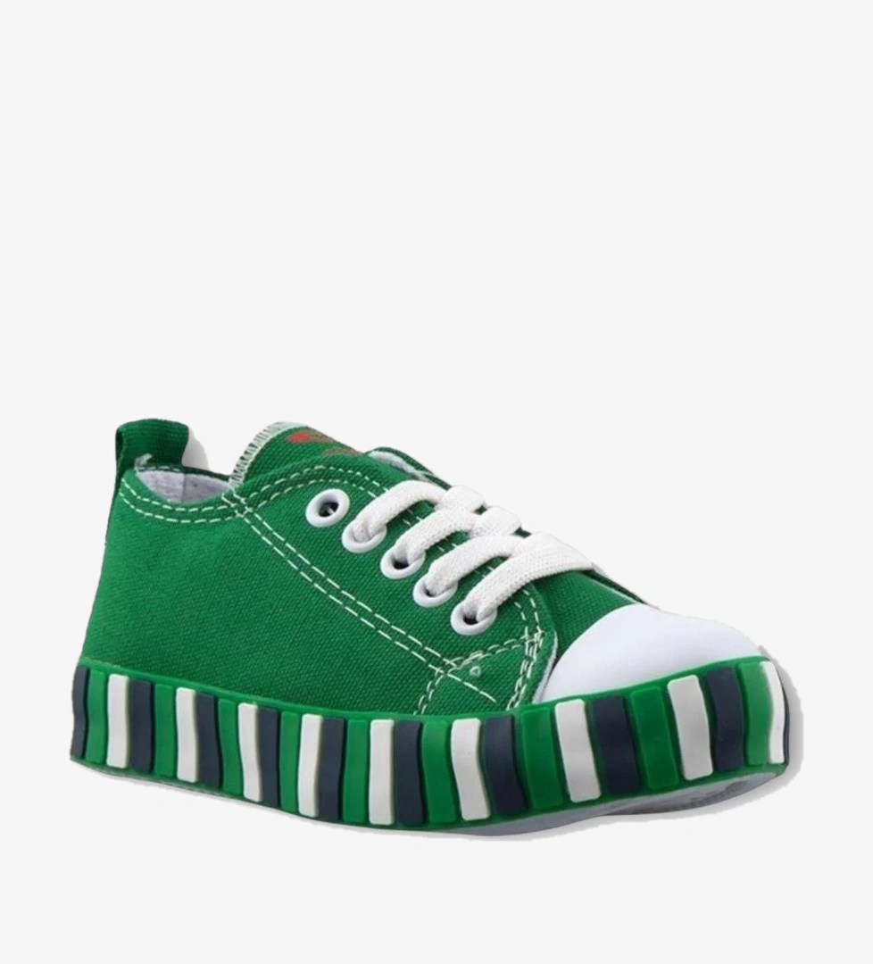 Unisex Çocuk Keten Kısa Convers Modeli Bağcıklı Spor Ayakkabı YEŞİL