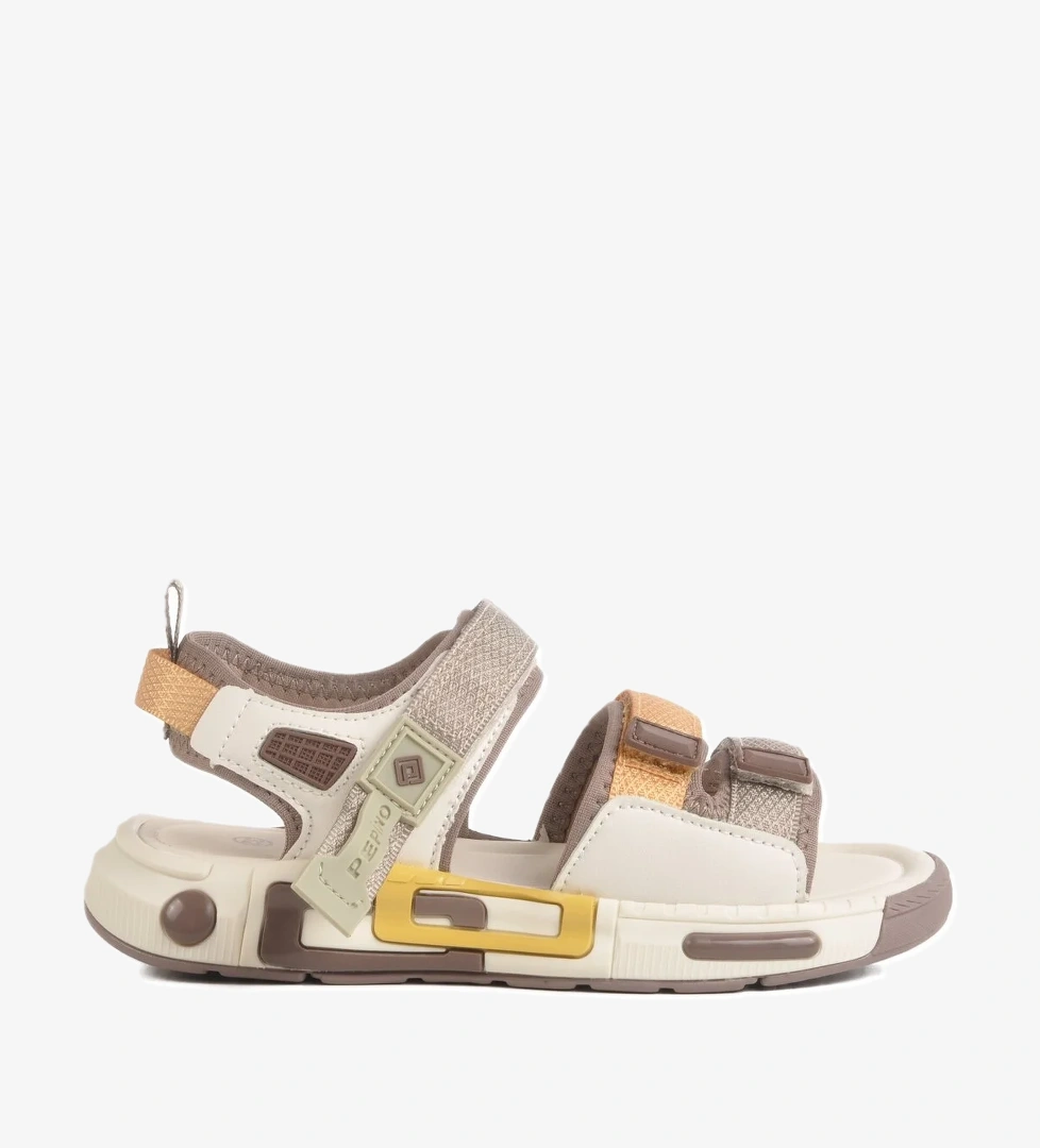 Krem Cırtlı Erkek Çocuk Düz Sandalet