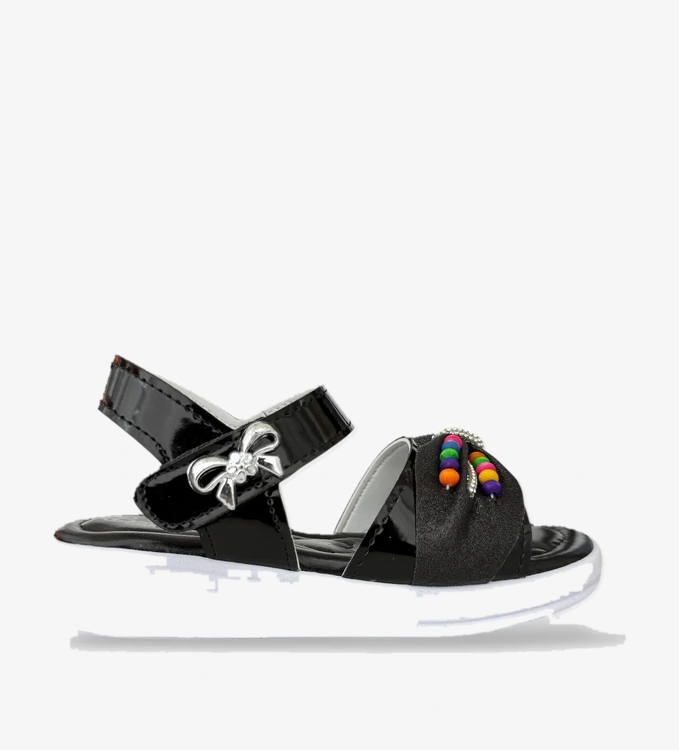 Kız Çocuk Yazlık Düğün Tören Şık Sandalet Ayakkabı SİYAH - Görsel 1