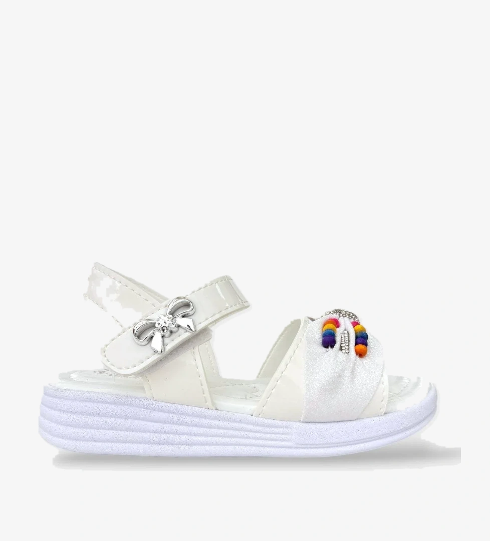 Kız Çocuk Yazlık Düğün Tören Şık Sandalet Ayakkabı BEYAZ