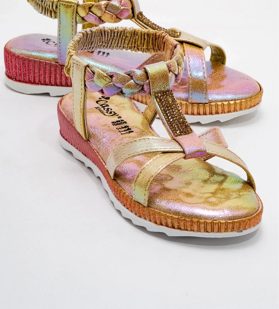 Ccway Çocuk Çapraz Sandalet 25-29 ALTIN model görseli