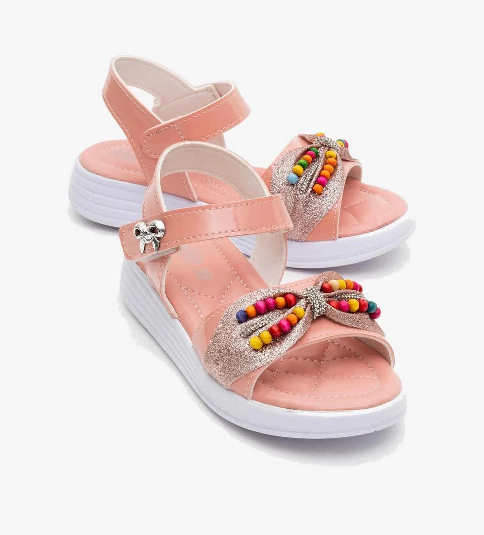 Çocuk Boncuklu Sandalet 22-25 PUDRA - Görsel 1