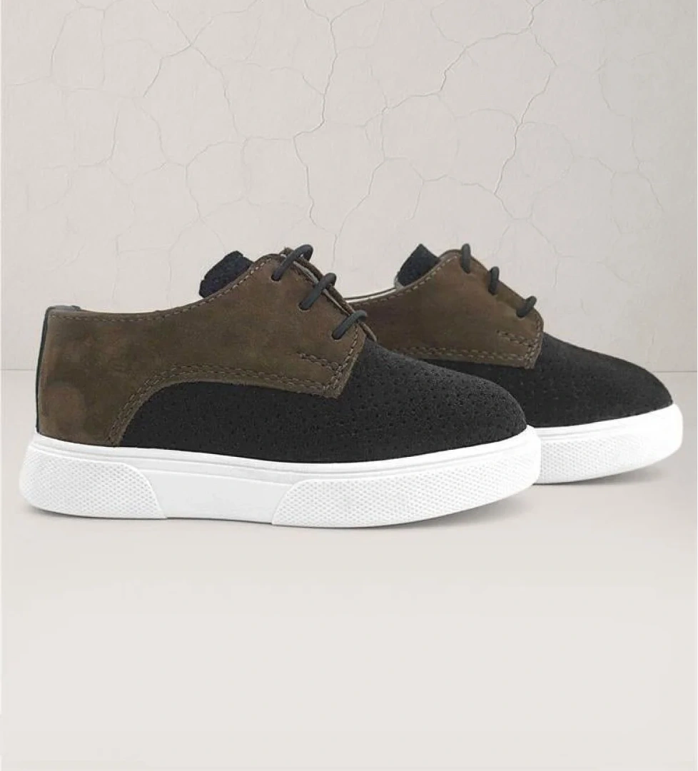 Rakerplus Hakiki Deri Siyah Kahve Lastikli Erkek Çocuk Günlük Ayakkabı model görseli