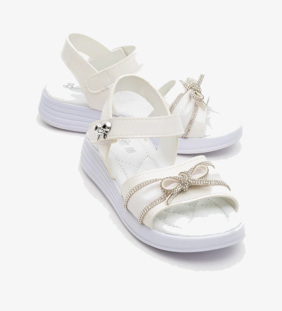 Çocuk Ayıcık Taşlı Sandalet BEYAZ