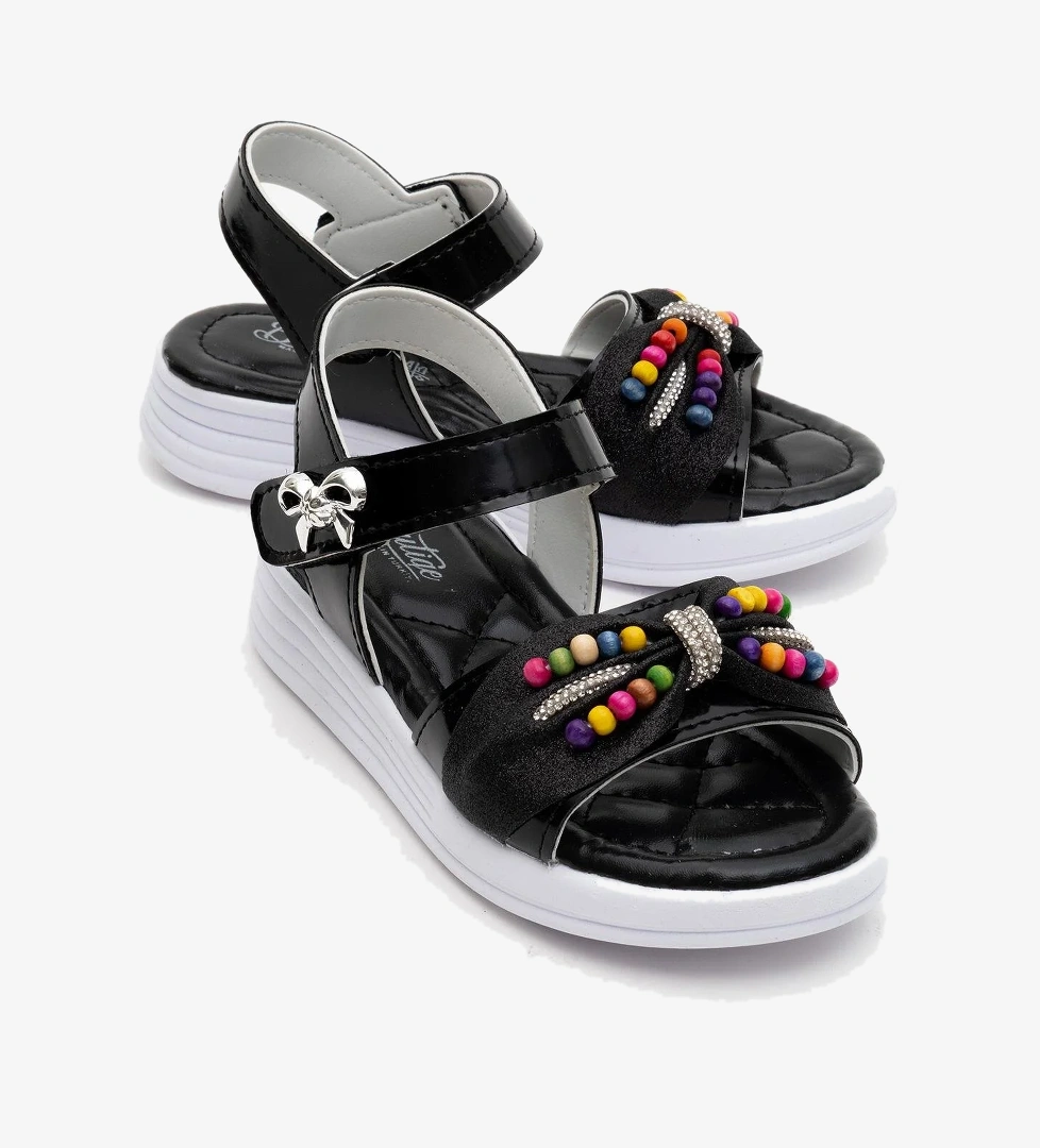 Çocuk Boncuklu Sandalet SİYAH