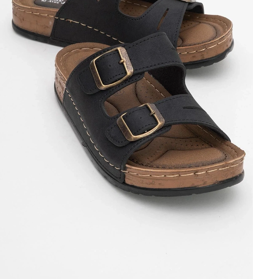 Kadın Tokalı Terlik SİYAH