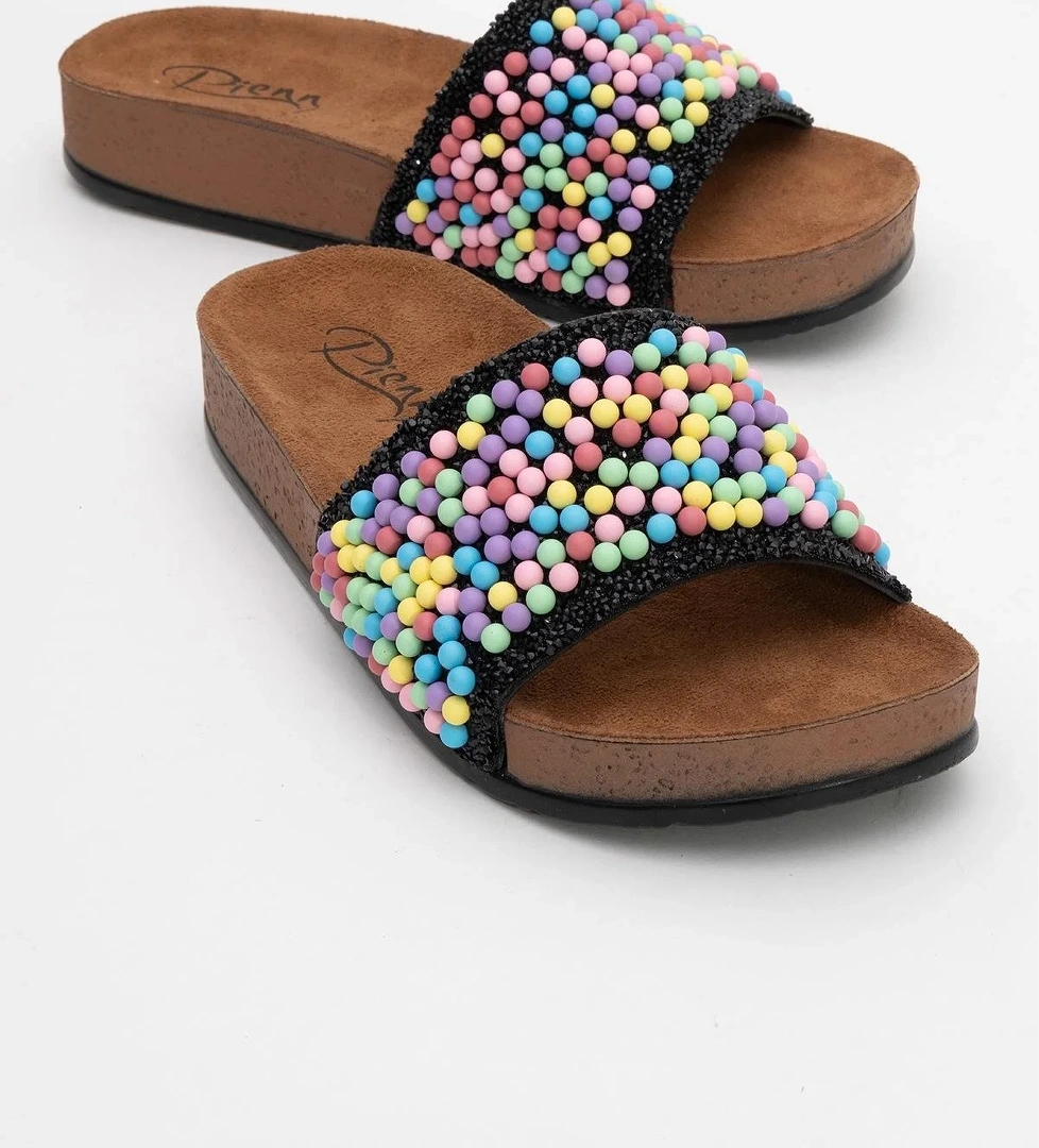 Kadın Boncuklu Düz Terlik MULTİ - Görsel 1