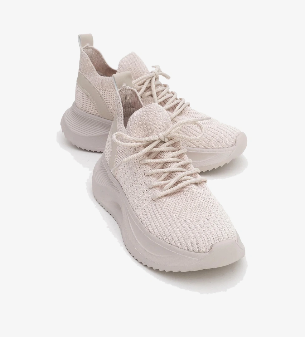 Bağcıklı Kadın Spor Ayakkabı BEJ