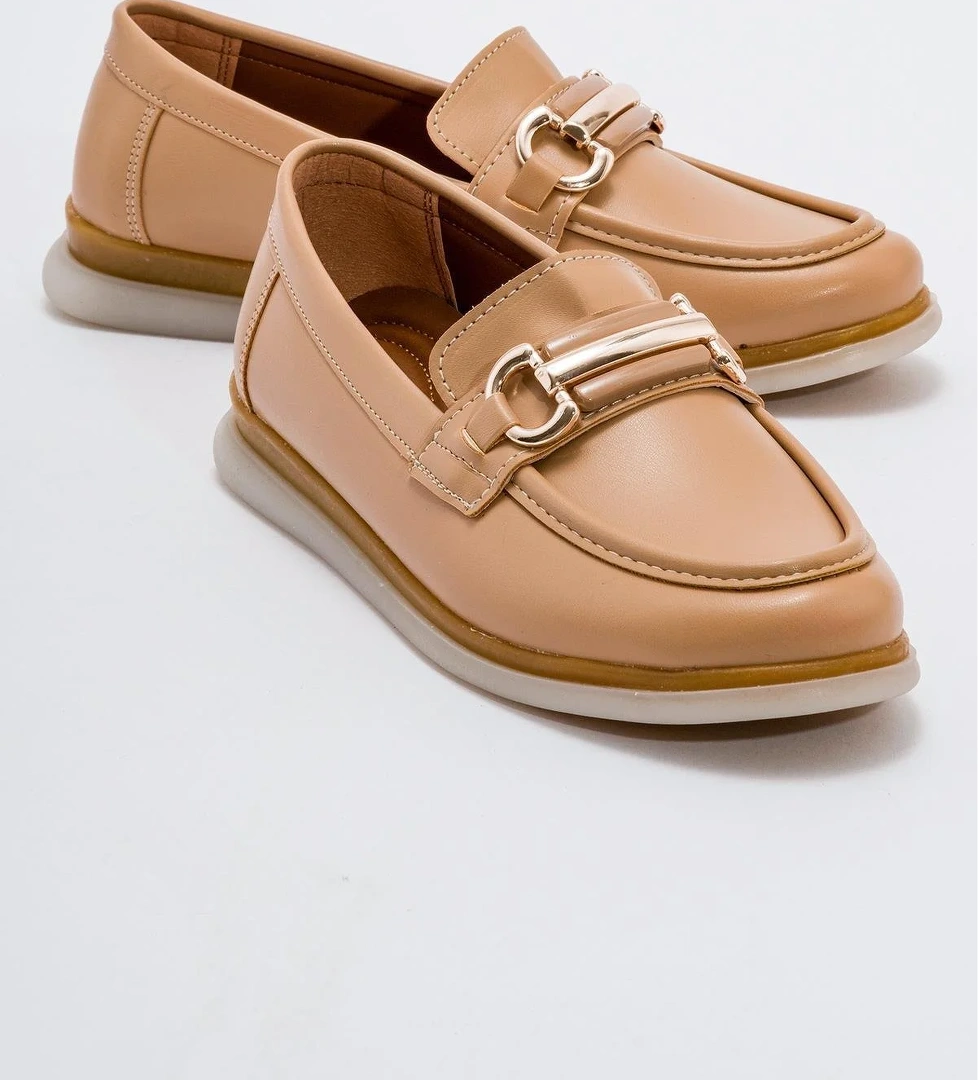 Ccway Kaydırmaz Kadın Tokalı Loafer NUDE CİLT model görseli