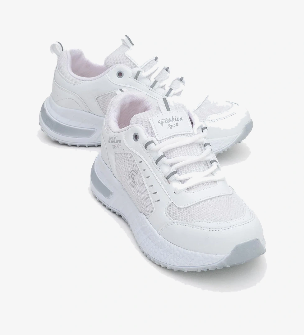 Kadın Bağcıklı Anorak Spor Ayakkabı BEYAZ GRİ