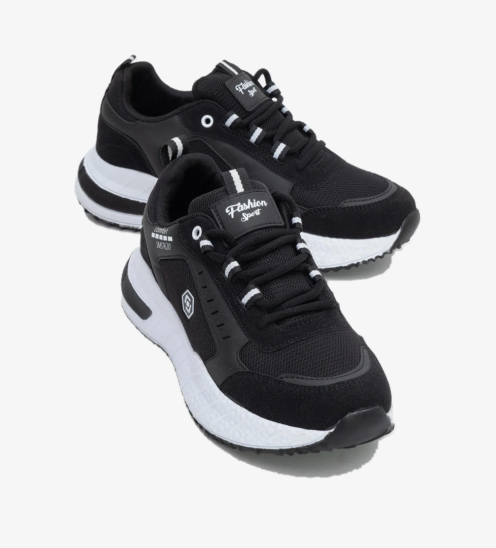 Kadın Bağcıklı Anorak Spor Ayakkabı SİYAH BEYAZ
