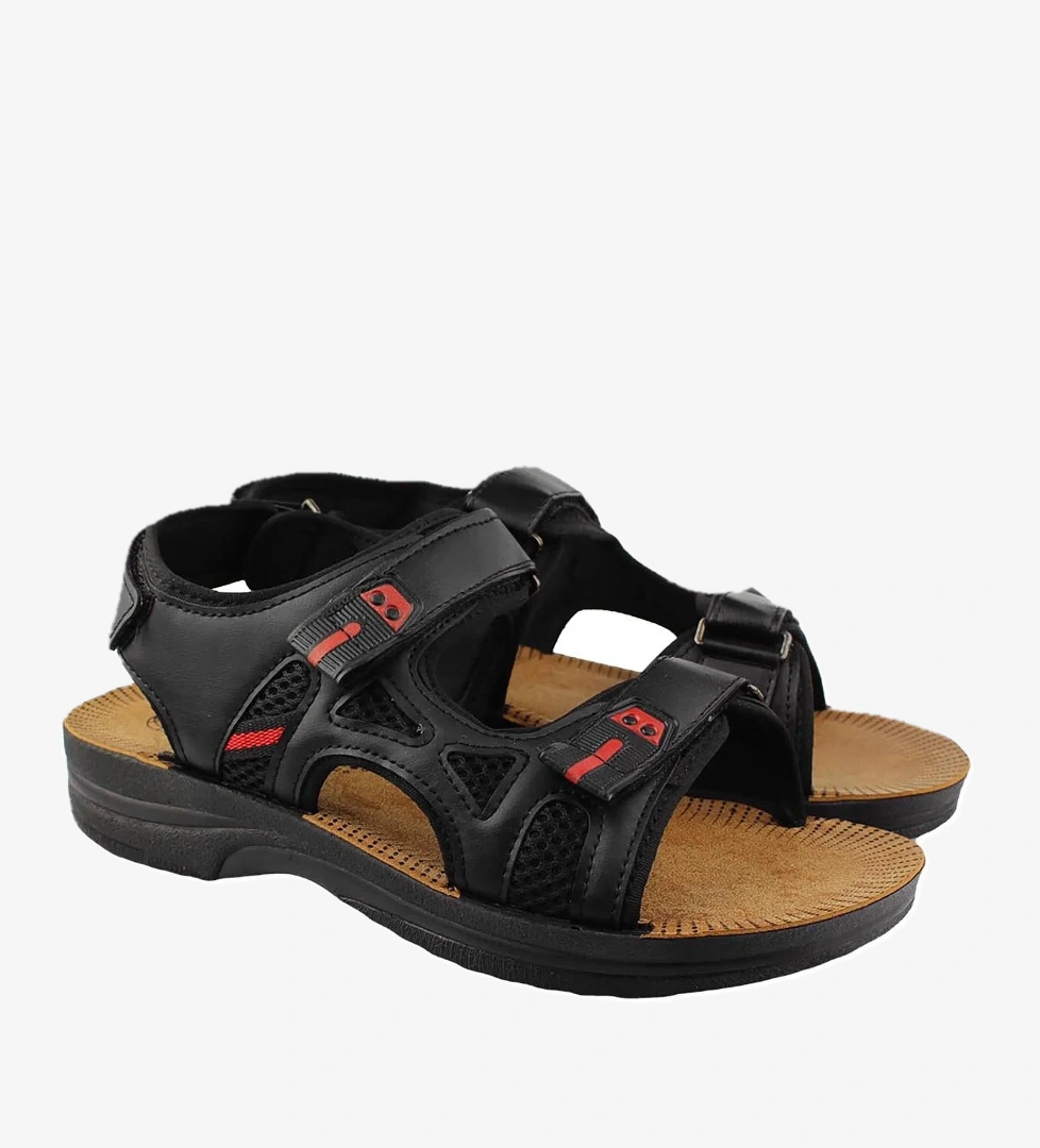 Gezer Gezer Siyah Yazlık Erkek Rahat Taban Çift Cırt Cırtlı Ayarlanabilir Günlük Sandalet Sandalet & Terlik | Flo Siyah - 1. görsel