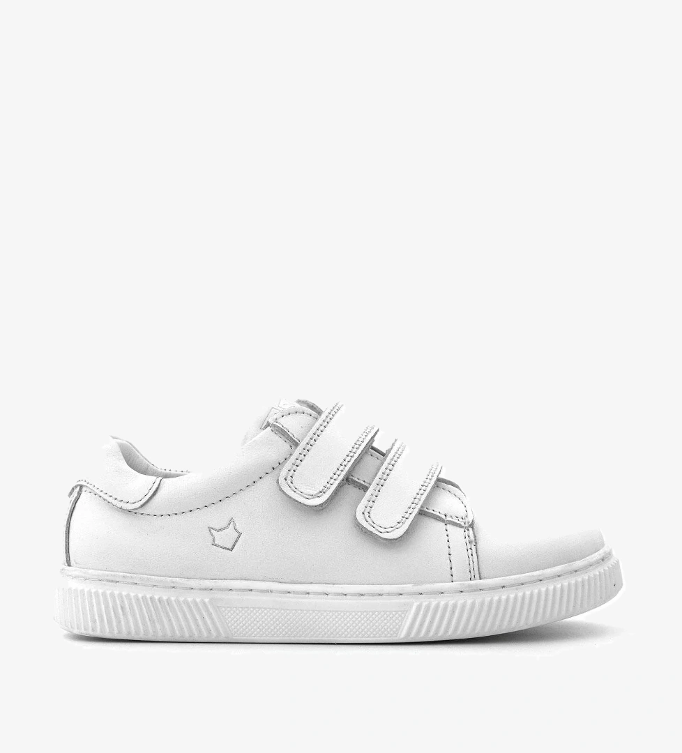 Hakiki Deri Beyaz Cırt Cırtlı Kız Çocuk Sneakers Ayakkabı - Görsel 1