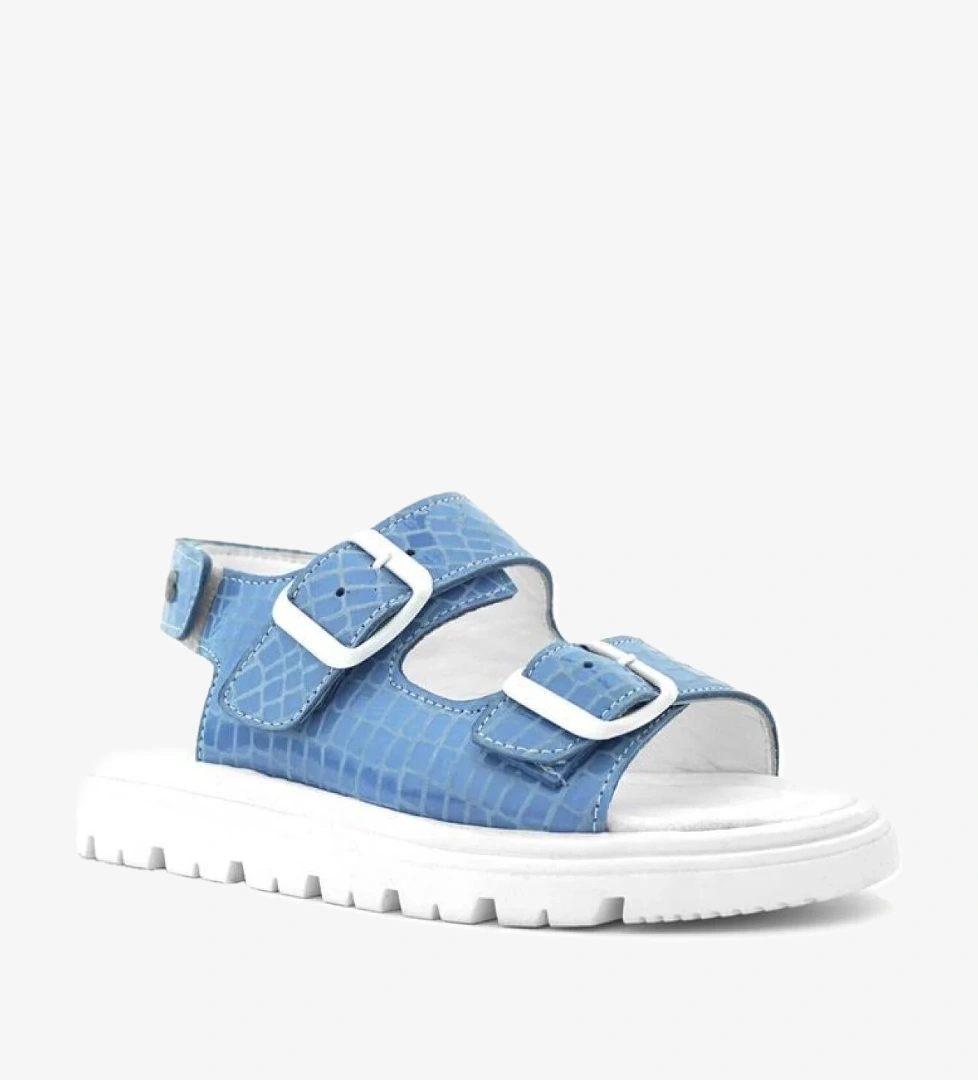 Hapshoe Hakiki Deri Mavi Desenli Tokalı Kız Çocuk Sandalet model görseli