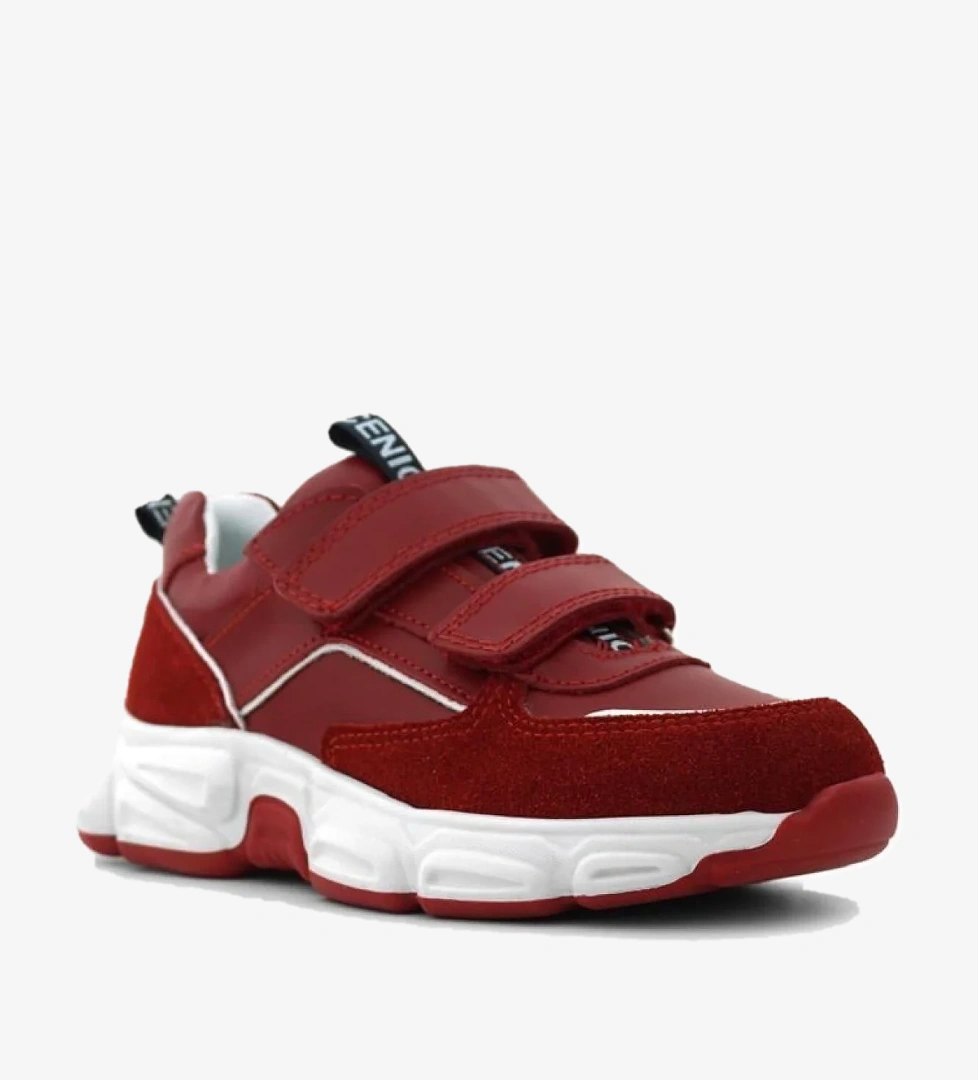 Hakiki Deri Kırmızı Çift Cırtlı Kız Çocuk Spor Ayakkabı - Görsel 1