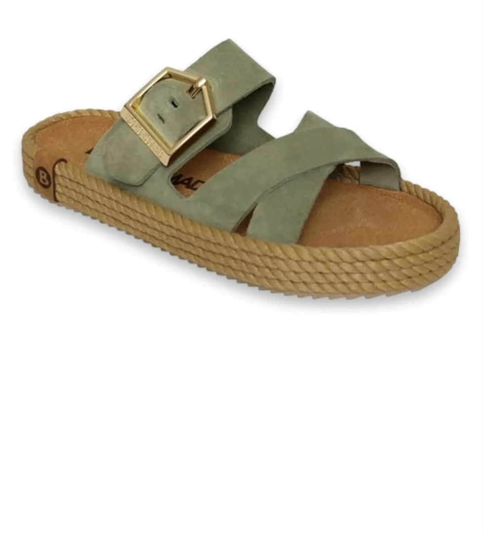 Sevilla Çift Bant Yeşil Kadın Terlik - Görsel 1