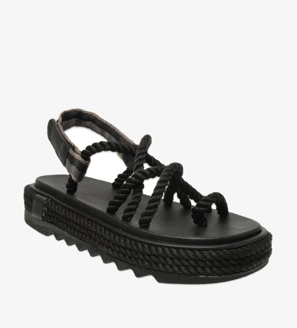 Ibiza Mid Platform Halat Siyah Kadın Sandalet