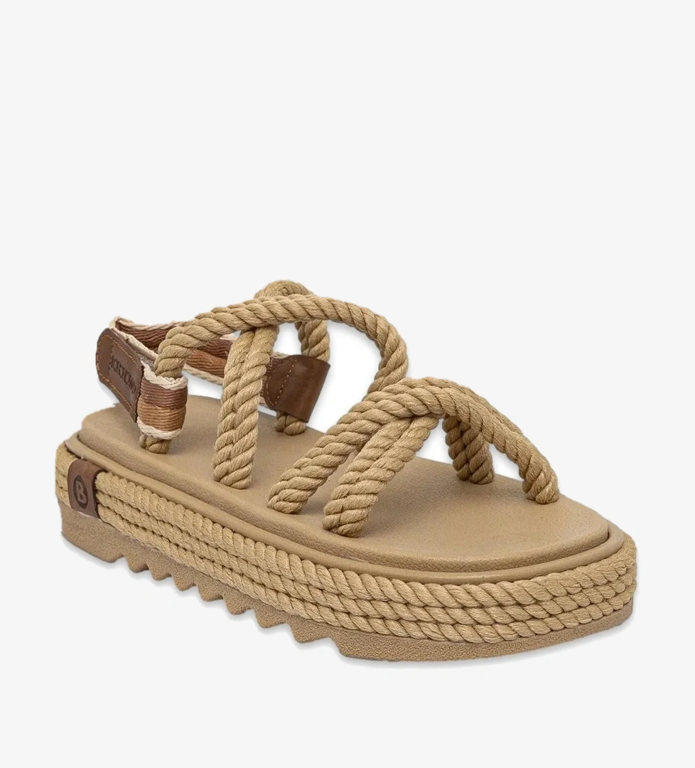 Bodrum Mid Platform Halat Bej Kadın Sandalet - Görsel 1