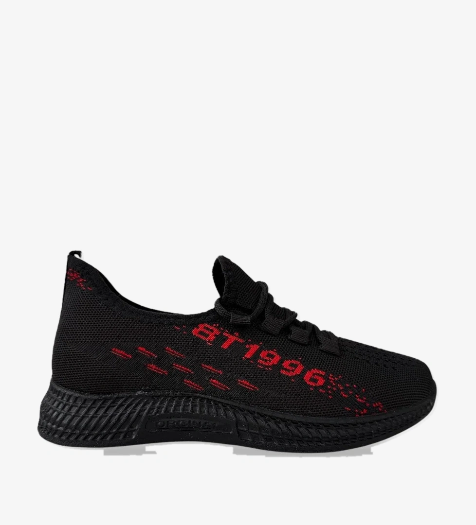 Liger Erkek Triko Günlük Ortopedik Sneaker Spor Ayakkabı SİYAH - KIRMIZI model görseli