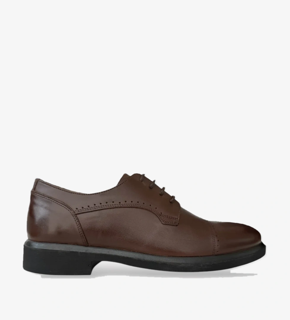 Erkek Hakiki Deri Bağcıklı Ayakkabı KAHVERENGİ - Görsel 1