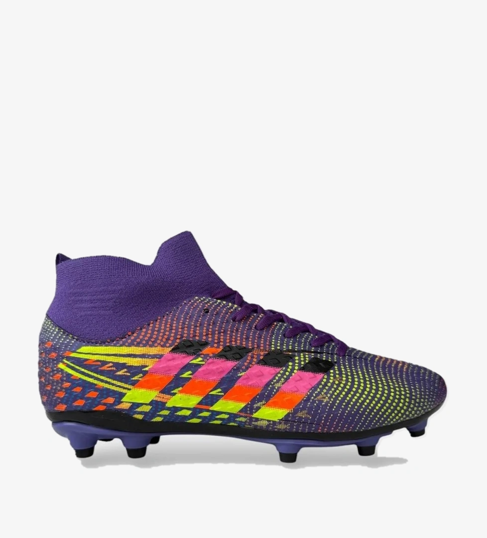 Erkek Boğazlı Renkli Desenli Halı Saha ve Çim Saha Kramponu MOR - Görsel 1