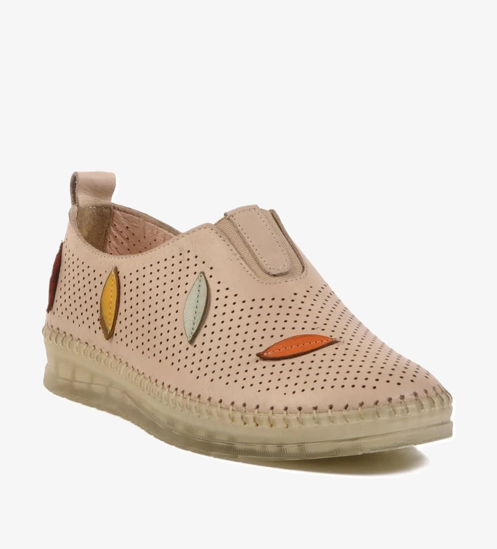 Bej Hakiki Deri Kadın Günlük Ayakkabı 515 - Görsel 1