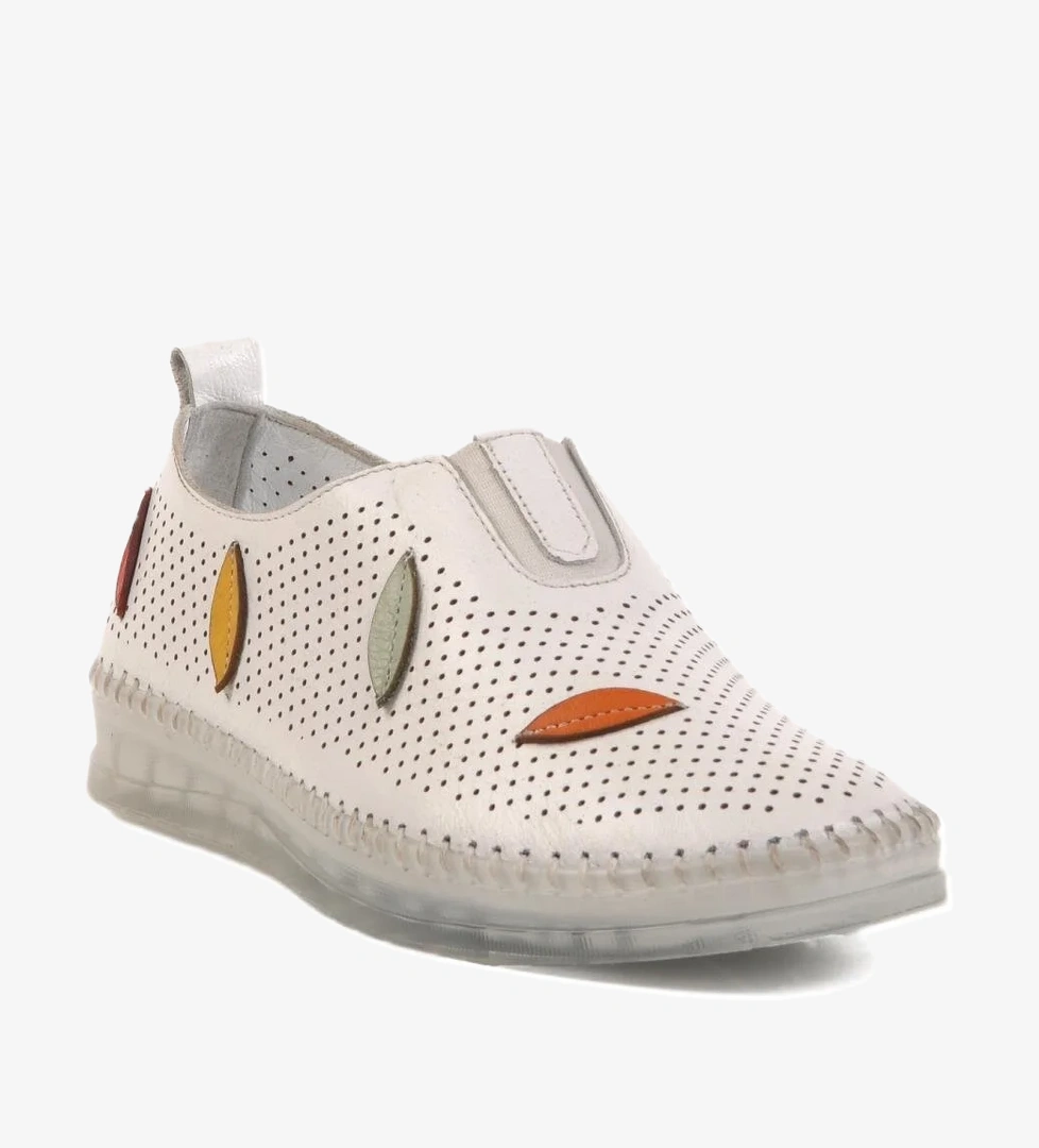 Beyaz Hakiki Deri Kadın Günlük Ayakkabı 515