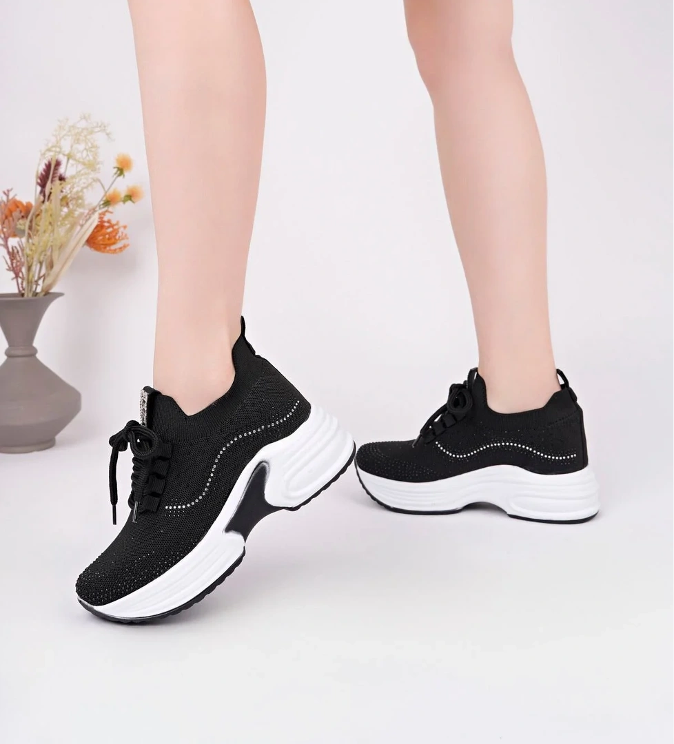 Mcdark 5001 GİZLİ TOPUKLU TAŞLI RAHAT YÜKSEK TABAN TRİKO SNEAKER AYAKKABI model görseli