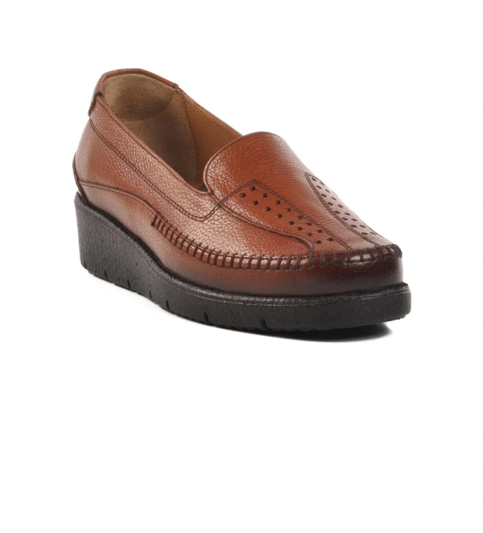 BB096 Z Taba Hakiki Deri Kadın Günlük Ayakkabı