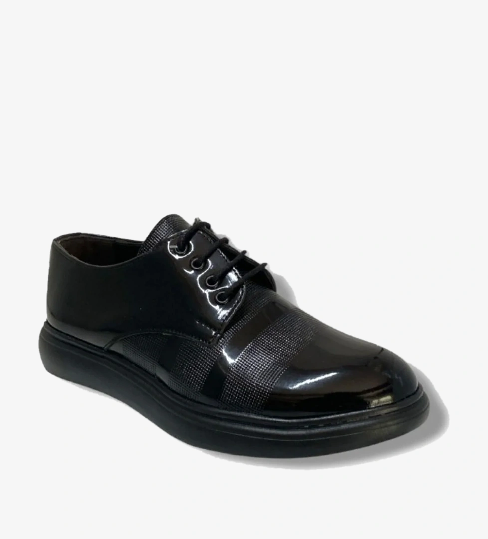 4125-25 Rugan Baskı Deri Anatomik Erkek Çocuk Ayakkabı - Görsel 1