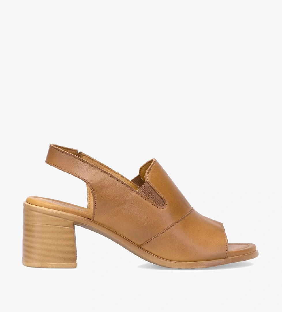 24381825Y Kadın Hakiki Deri Topuklu Sandalet Taba