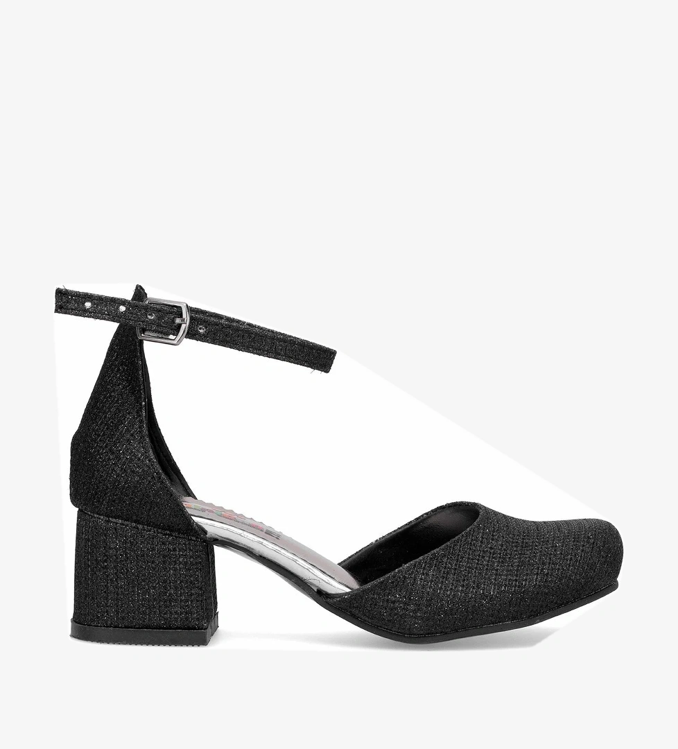 Ayakkabı Fuarı Elit Yb-f-karnıyarık-25y Filet Kız Çocuk Klasik Topuklu Ayakkabı Siyah Gümüş model görseli