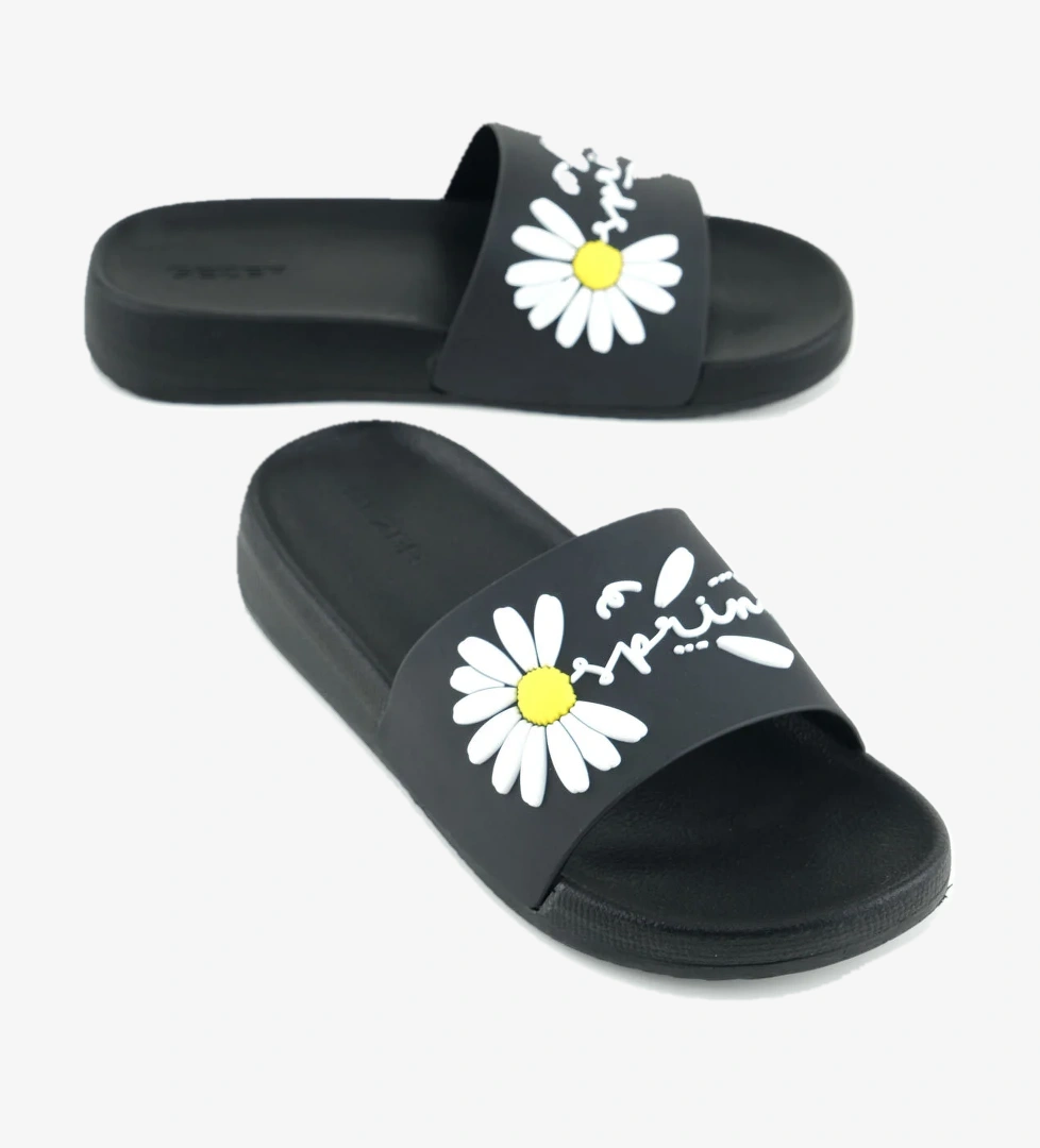Kadın Yazlık Papatya Tasarım PU Rahat Taban Ev Banyo Havuz Plaj Terlik - Görsel 1